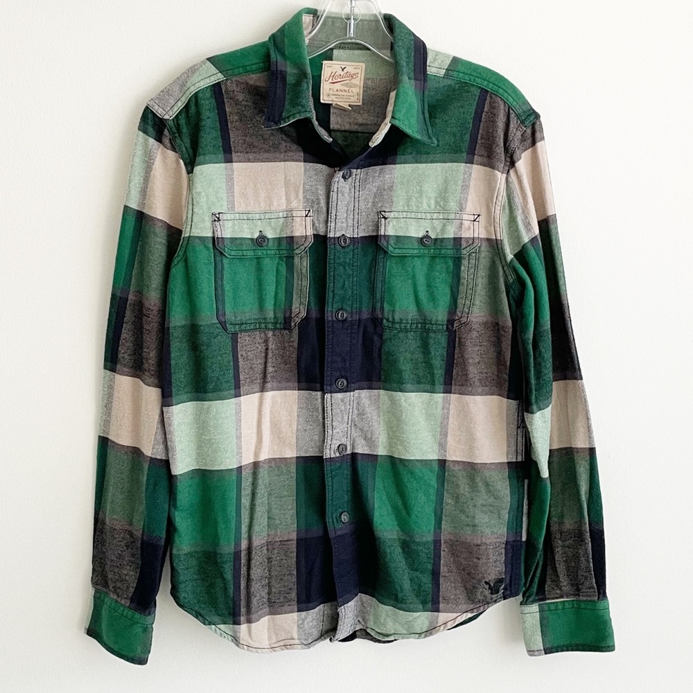 2/$20 AEO Heritage Flannel Button Down Shirt S